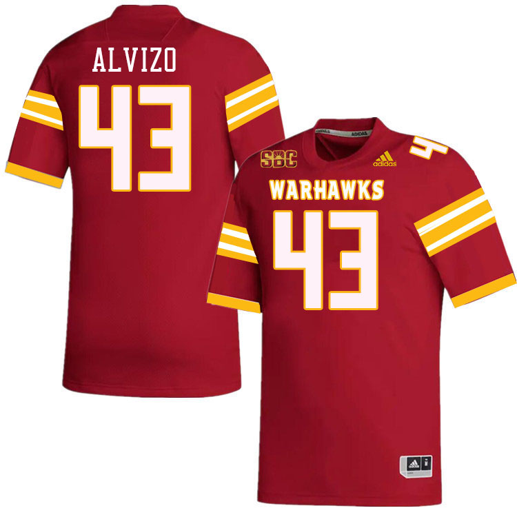 #43 Mark Alvizo Louisiana-Monroe Warhawks College Football Jerseys Stitched-Red